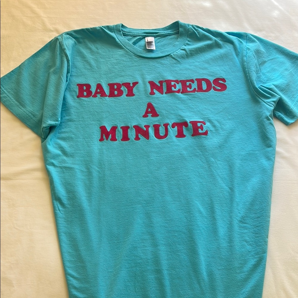 Teal Graphic T-Shirt with Red Text